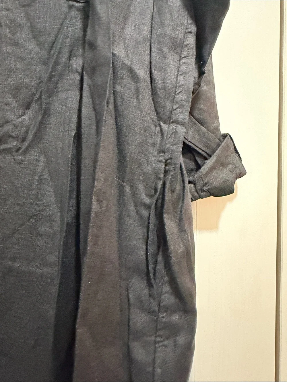 NWT QUINCE 100% European Linen Shirt Dress Black Small
